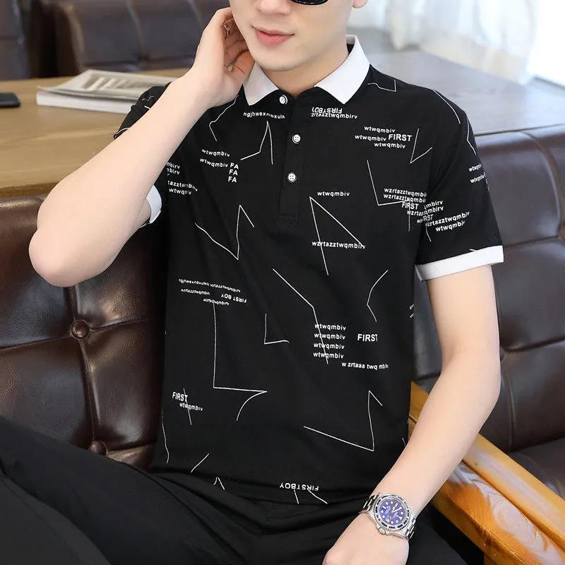 Summer Men's Short-sleeved T-shirt Lapel Cotton Shirt Youth Trend Men's Clothing
