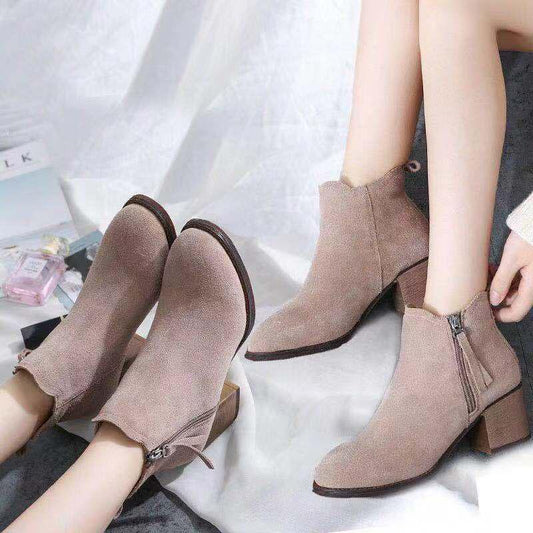 Chelsea Boots Cow Suede Women Ankle Boots High Quality Platform Nubuck Leather Boots