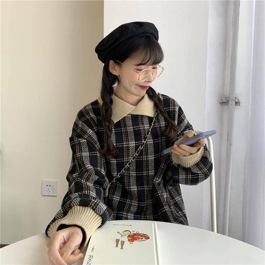 Autumn and Winter Warm Sweet College Style Sweater Girl Loose Hedging Wild Woolen Coat
