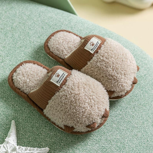 Autumn and Winter Warm Cotton Slippers with A Full Sense of Design Flat Shoes Indoor and Outdoor Non-slip Casual Slippers Light Soft Shoes