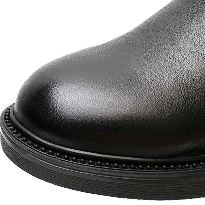 Cotton Shoes Women Winter Mid-tube Flat Bottom Martin Boots Warm and Comfortable Plus Cashmere Casual Leather Shoes