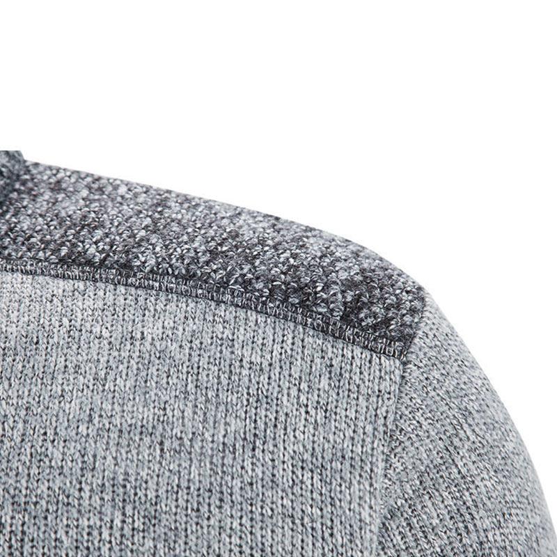 Men's Sweater Stitching Plus Fleece Warm Zipper Sweater Autumn and Winter Coat Loose Cardigan Sweater
