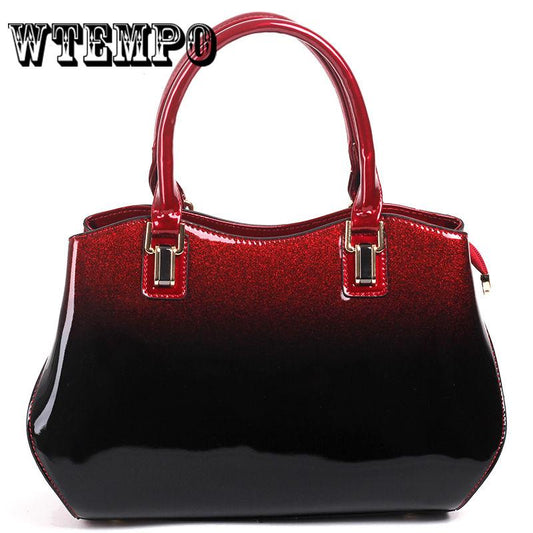 Fashion Patent Leather Handbag Portable Shoulder Bag Marriage Banquet Bag