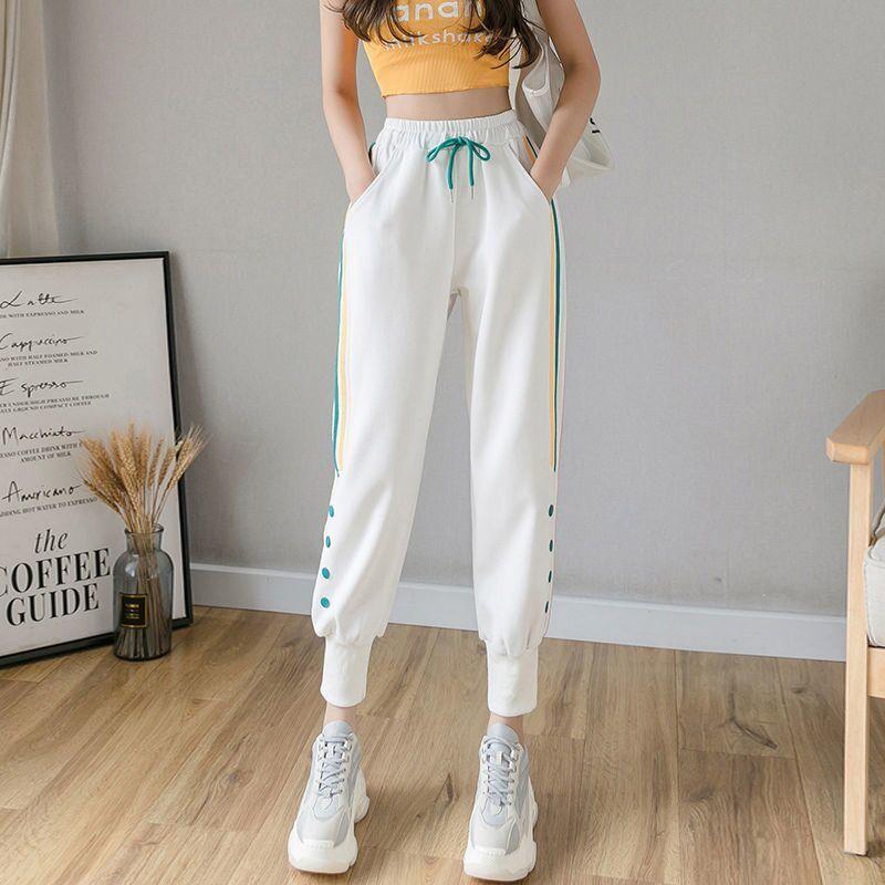 Summer and Autumn Outer Wear Sports Casual Harem Cropped Pants Female Student Korean Style Loose High Waist Was Thin and Wild
