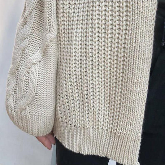 Women's Autumn and Winter Sweater Cardigan Chic Korean Loose Long-sleeved Twist Knit Solid Color Sweater
