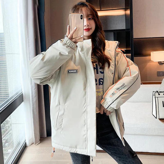 Autumn and Winter Cotton-padded Female Students Casual Loose Tooling Top Outer Wear Thickened Windproof Cotton-padded Jacket Couple Clothes