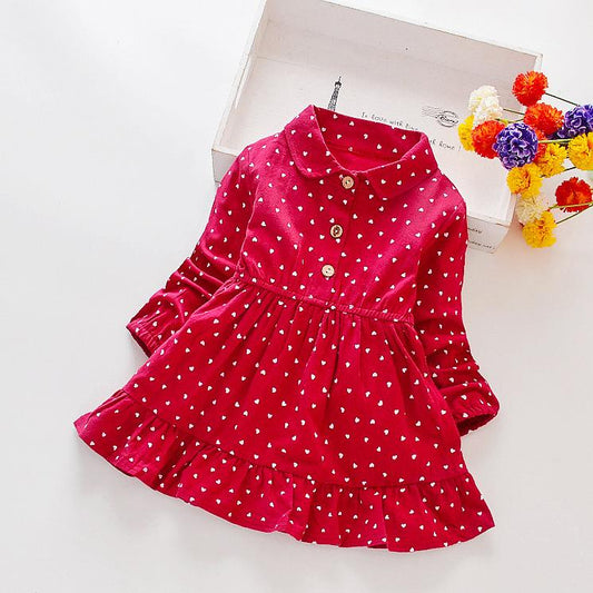 Girls' Dress Korean Autumn Dress Spring and Autumn Little Girl Lace Princess Skirt Pleated Children's Skirt A-line Dress For Kids