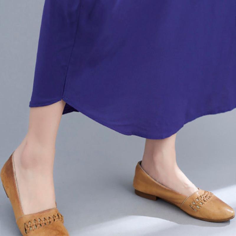 Simple Style Summer Polyester-cotton Sleeveless Dress Plus Size Women's Retro Solid Color Slim Long Dress Loose Robe