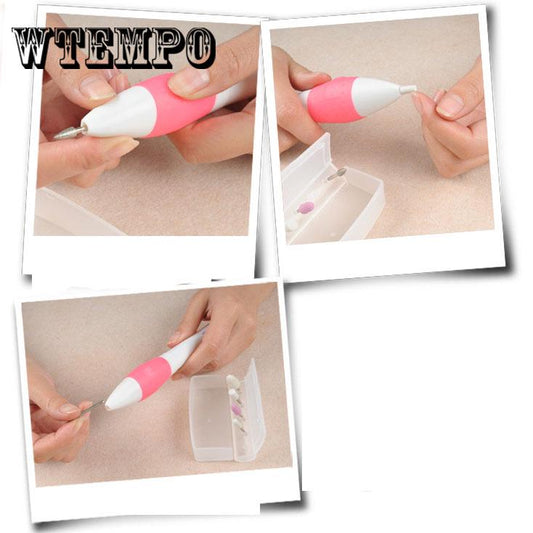 Electric Nail Art Drill Pen Handle File Polish Grind Machine Handpiece Manicure