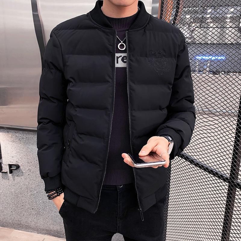 Cotton Jacket Men's Winter Cotton Clothes Young and Middle-aged Men's Winter Clothes Short Padded Jacket Winter Thick Men's Embroidery Tiger