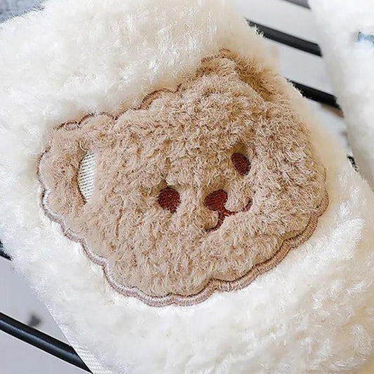 Autumn and Winter Bear Slippers with Non-slip Soles Plush Slippers Indoor Cute Plush Slippers Soft Shoes
