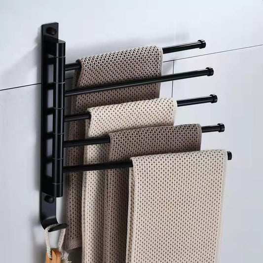 Space Aluminum Towel Rack Rotatable Multi-bar Toilet Stainless Steel Bathroom Towel Bar Hardware Pendant Rack