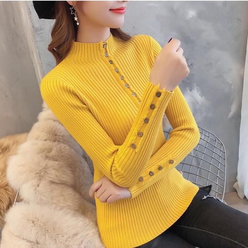 Polyvore Winter Half Turtleneck Warm Sweater Women Long-sleeve Pullover Fit Slim Bottoming Shirt