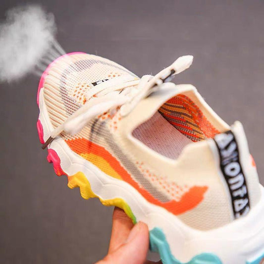 Children's Girls' Boy Shoes Spring Summer Korean Version Sports Shoes Breathable Lightweight Flying Shoes Middle-aged Students' Casual Shoes