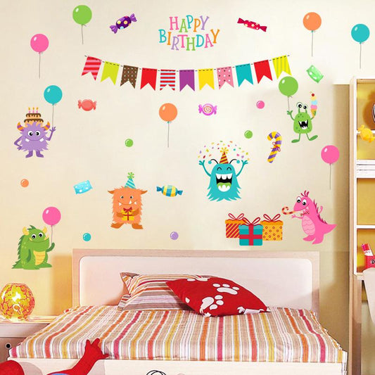 Warm creative happy monster wall stickers children room kindergarten decorative painting