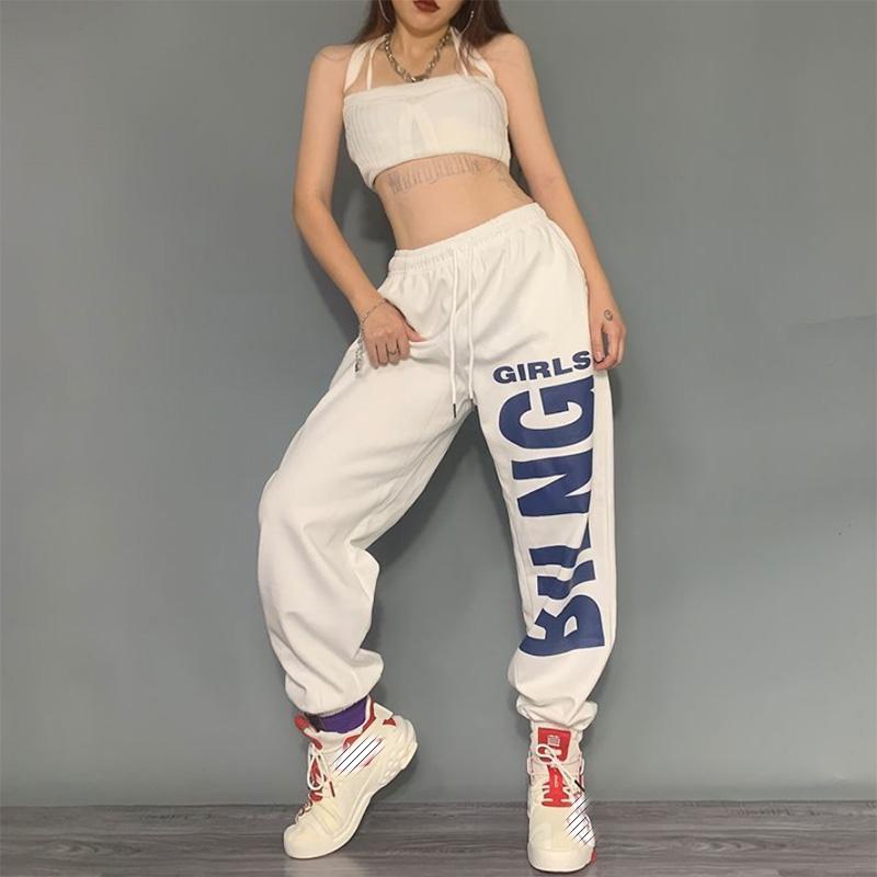Solid Color Sports Pants Women's Loose-fitting Hip-hop Pants Female Jazz Hip-hop Long Sweatpants Printing
