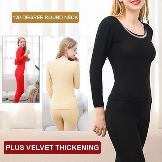 Thermal Underwear Ladies Suit Plus Velvet Thickening Large Size Bottoming Shirt Autumn Clothes Winter Season Tight