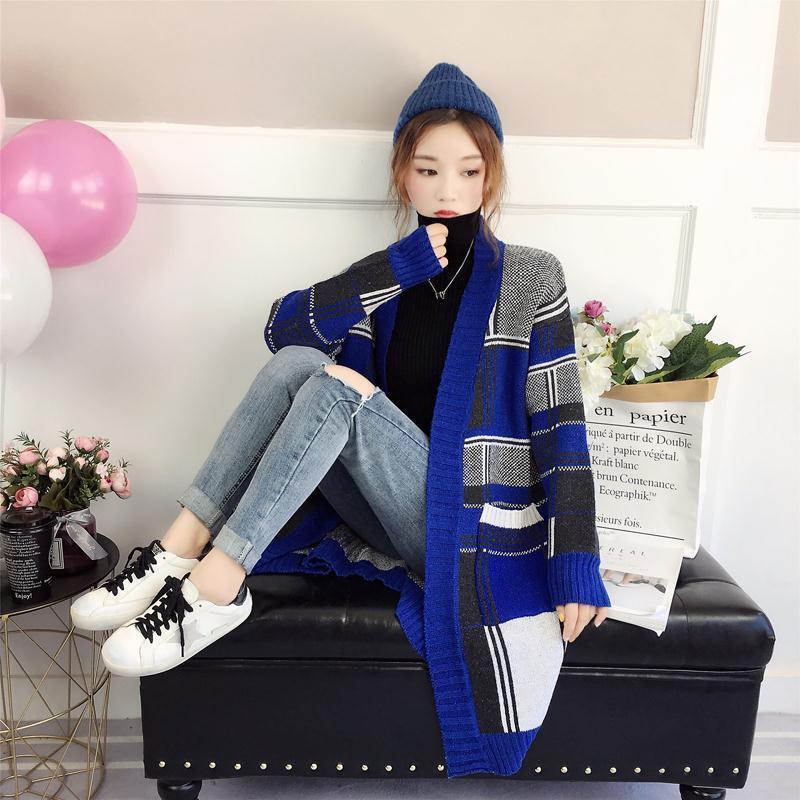 Autumn and Winter Sweater Loose Knit Mid-length Coat Fashion Simple Female Top