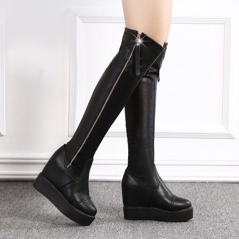 Elastic boots women's boots increased in autumn and winter over the knee boots thick soles