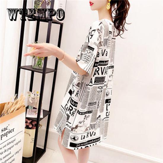 Plus Size T Shirt Dress Vestidos Short Sleeve Sexy Dresses Blue Casual Loose Clothes Women Dress