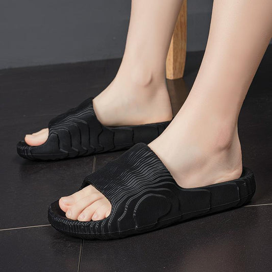 Couple's Large Size Non-slip Indoor Bathroom Flat Slippers Spring Summer Outdoor Beach Slip-on Slippers Solid Color Parent-child Slippers