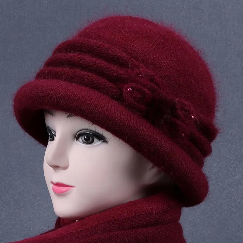 Hat Women Winter Warm Hat Wool Knitted Hat Plus Velvet Thickening Old Man's Cotton Hat
