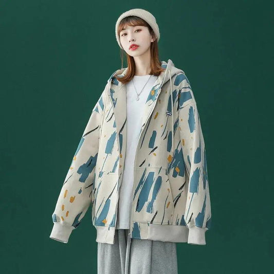 Autumn and Winter Oversize Loose Sweater Female Ins Tide Thin Coat Vibe Wind Baseball Uniform Thickened and Velvet Outer Wear