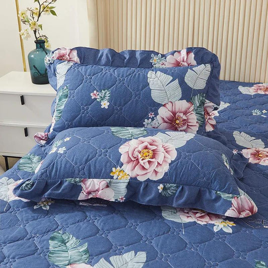 48*74cm Bed Pillowcases A Pair of Pastoral Print Lace Pillowcases Quilted Thickened Large Pillowcases