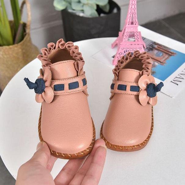 Children's Flat Princess Shoes Girls Spring Autumn Solid Color Flower Decoration Casual Single Shoes