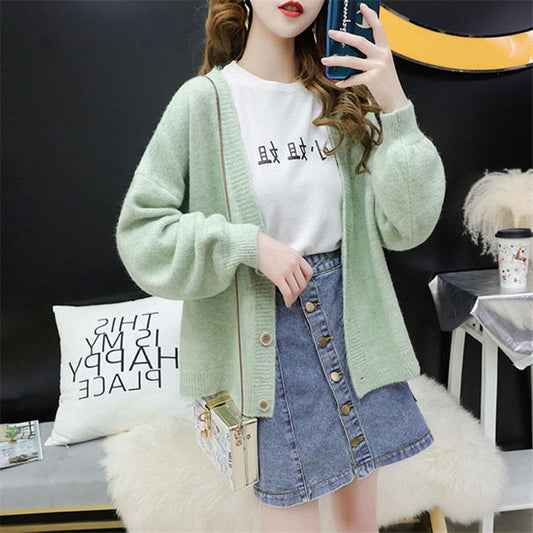Short Knit Cardigan Jacket Spring and Autumn Sweet Style Jacket Loose Casual Sweater