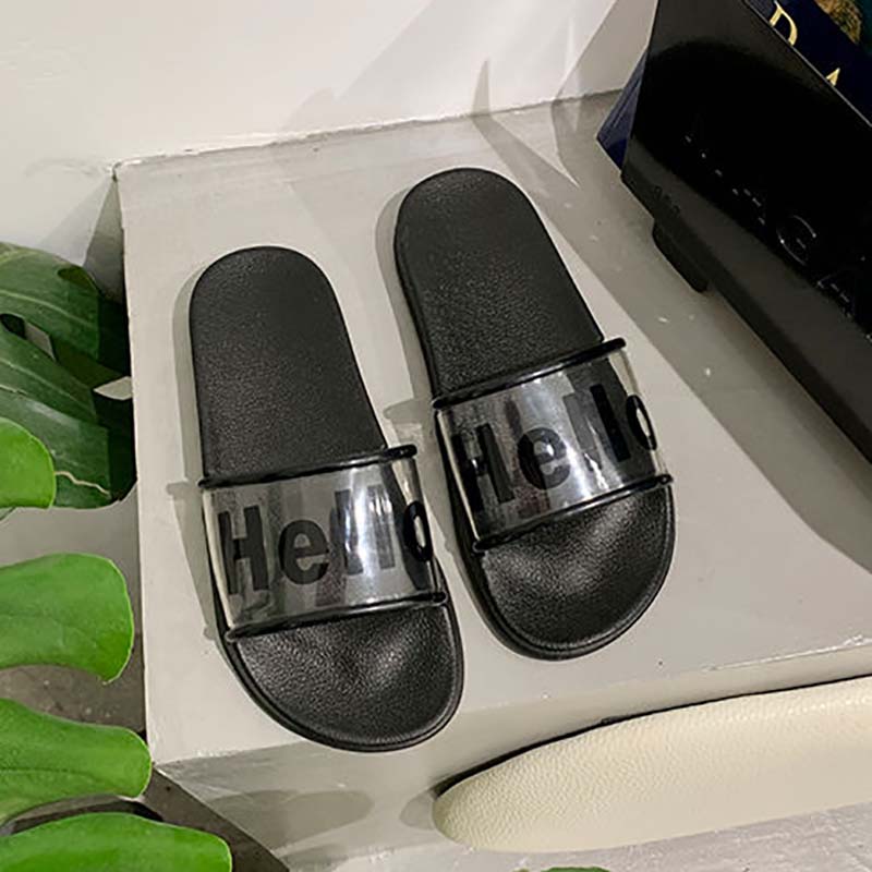 Slippers Women's Summer Wear Fashion Transparent with Bath Non-slip Female Students Flat-bottomed Home Slippers The Shoes Are One Size Smaller
