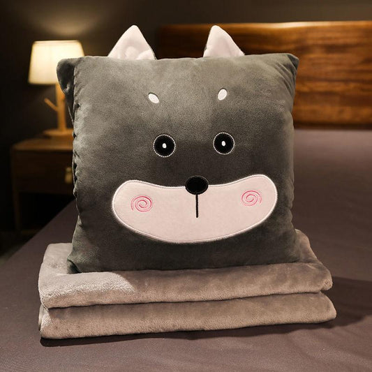 Office Pillow Soft Coral Velvet Quilt Dual-purpose Car Inner Cushion Nap Blanket Pillow Artifact Folding Car Three-in-one Easy To Carry