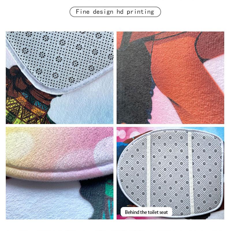 4PCS Bathroom Non-slip Mat Set Durable Waterproof Shower Curtain Set Pedestal Rug Lid Toilet Cover Bath Mat Rugs