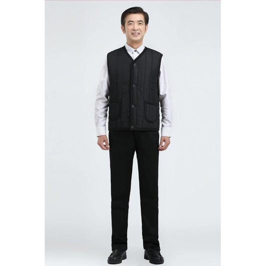 Winter Men's Casual Plus Velvet Pants Suit Solid Warm Vest Loose Large Size Casual Male Extra Thick Warm Cotton High Waist Straight Trousers Set