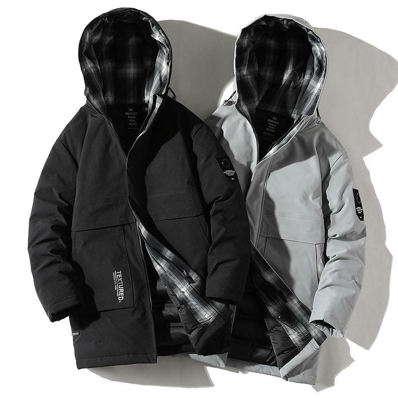 Cotton-padded Jacket Men's Winter Trend Mid-length Hooded Padded Jacket Jacket Student Korean Version Loose Padded Tooling Padded Coat