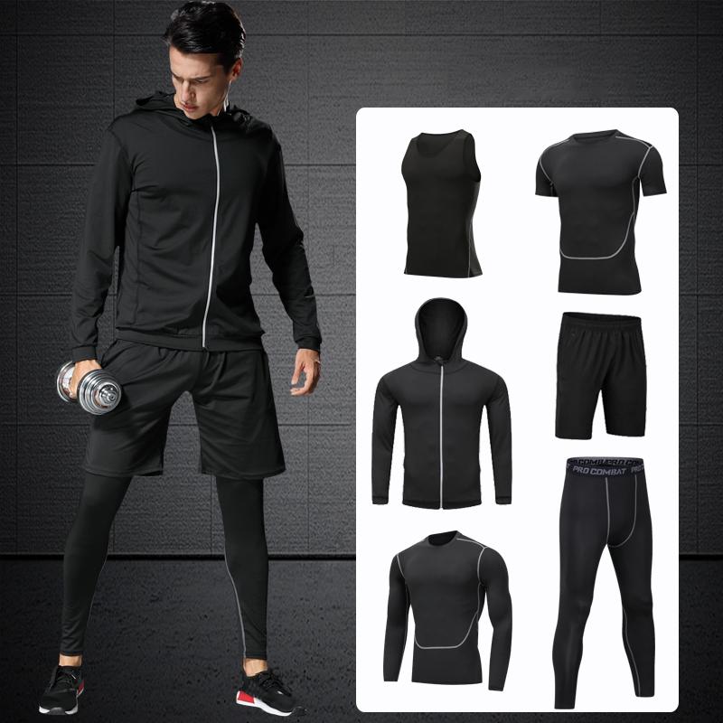 5pcs Men's Gym Workout Sports Suit Fitness Compression Clothes Running Jogging Sport Wear Workout