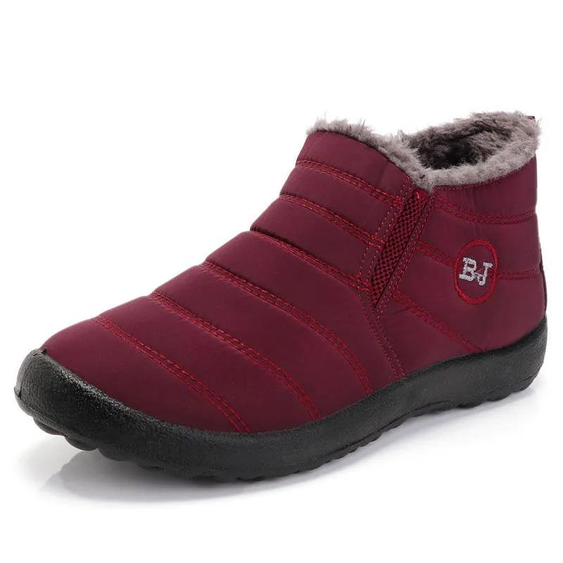Snow Boots Women Shoes Winter Warm Flat Couple Style Ankle Boots Cotton Slip on Plus Size Platform Booties Winter Shoes for Women
