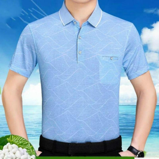 Short-sleeved T-shirt Men's Summer New Ice Silk Men's Loose Middle-aged Men's Shirt Dad Outfit