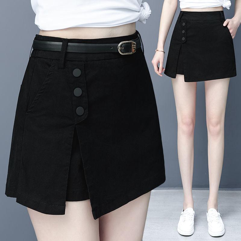 Women's Elastic Waist Casual Shorts Spring and Summer High Waist Shorts Thin and Versatile Wide-leg Pants Skirt
