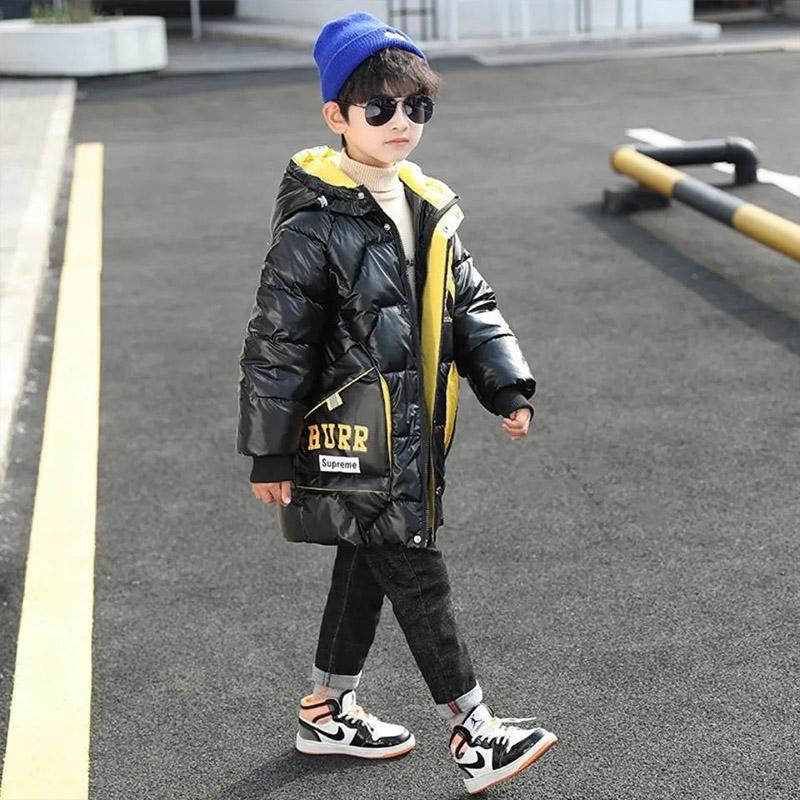 Boys Winter Down Padded Jacket Children's Autumn and Winter Bright Surface Thickened Padded Jackets To Overcome The Big Children's Fashion Coat