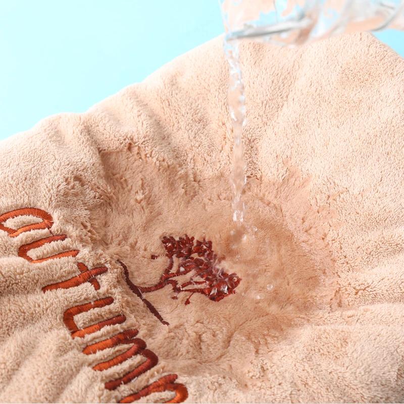 2 PCS Fiber Face Bath Towel Coral Velvet Soft Absorbent Dry Hair Towel Large Face Towel Not Shed Hair Embroidered Quick-Dry Towels for Home Bathroom