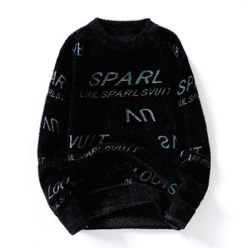 Men's Sweater Autumn and Winter Thickening Round Neck Pullover Sweater Tide Slim Warm Sweater Bottoming Shirt Youth Shirt