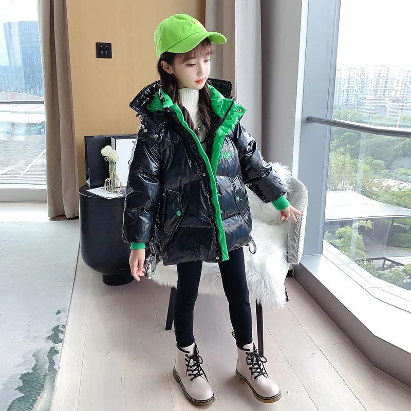 Girls' Winter Warm Cotton Jacket Plus Velvet Windproof Down Padded Jacket Children's Padded Jacket