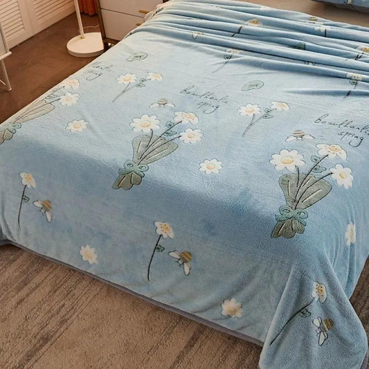 Blanket Thicken Warm Coral Fleece One-piece Single Double Quilt Blanket Winter Bedroom Nap Blanket Student Dormitory Plush Quilt