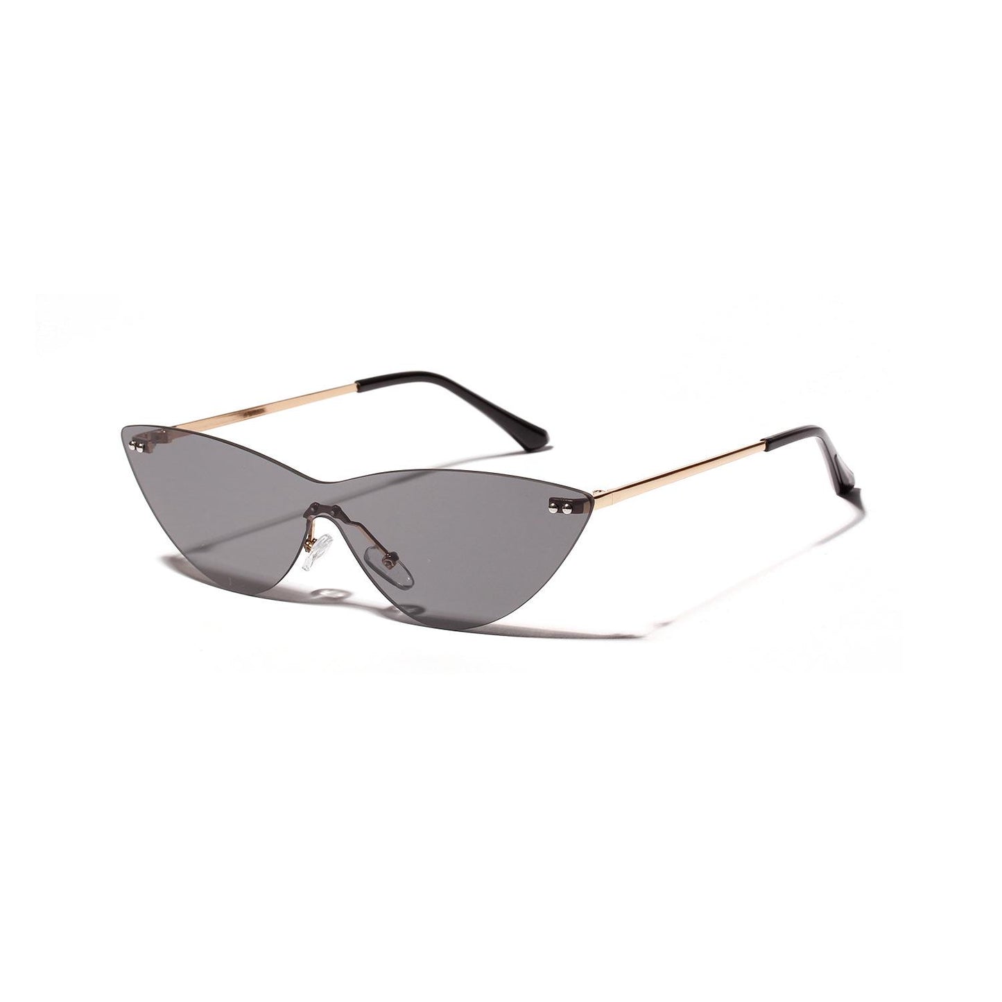 WTEMPO Borderless Siamese Sunglasses Cat Eye Retro Glasses UV-resistant transparent pink