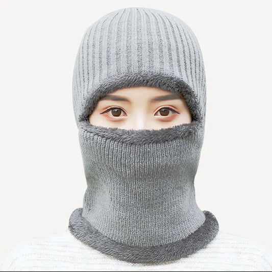 Unisex Solid Color Knit Hat Thick Pile Outdoor Riding Hat Winter Hedging Masked Ear Protection Neck Protection Face Protection Warm Hat