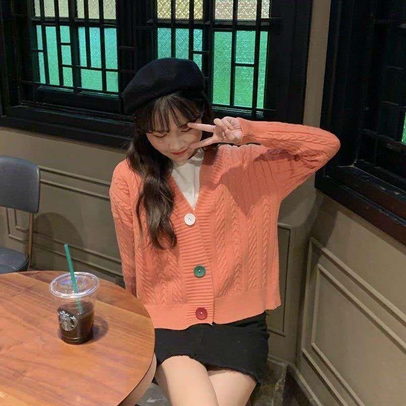 Knit Cardigan Women's Sweater Jacket Modal Long Sleeve Outer Autumn and Winter Korean Style Loose Thick Black and White