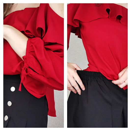 2pcs/set Plus Size Skirt Set Women Sexy Off-shoulder Blouse + A-line Short Skirt Two-piece Suit Autumn Two-piece Suit Outfits