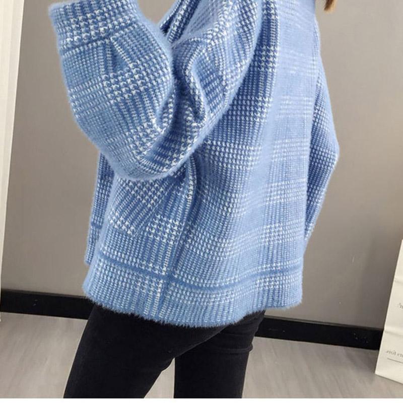 Spring and Autumn Style Mink Fleece Knit Cardigan Loose Short Top Women's Coat