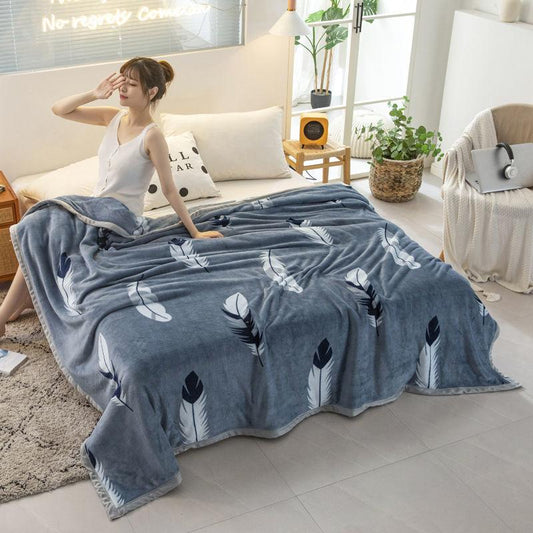 Thicken Plus Fleece Blanket In Winter To Keep Warm Blanket for Nap Small Quilt Cushion Bed Autumn and Winter Cover Quilt Office Leisure Cover Blanket